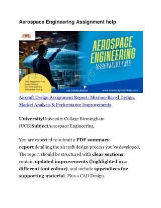 Aerospace Engineering Assignment help