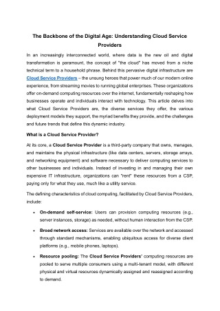 Significance of Cloud service providers