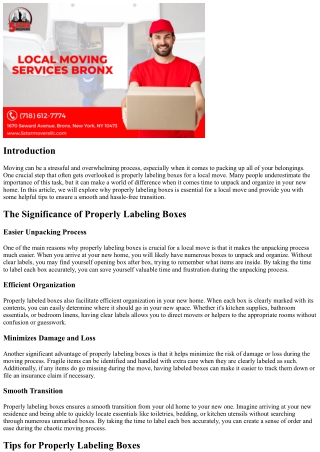 The Importance of Properly Labeling Boxes for a Local Move