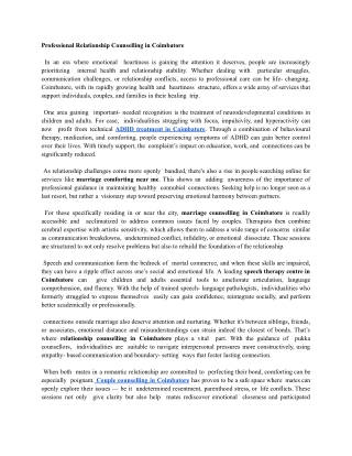 Professional Relationship Counselling in Coimbatore