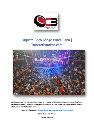 Paquete Coco Bongo Punta Cana | Transferbautista.com