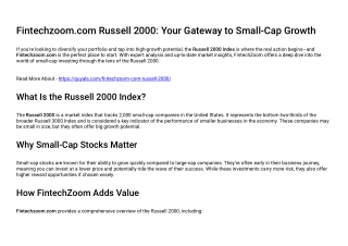 Fintechzoom.com Russell 2000 Your Gateway to Small-Cap Growth