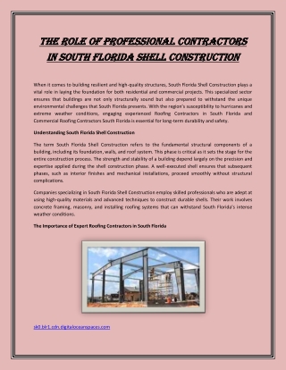 The Role of Professional Contractors in South Florida Shell Construction