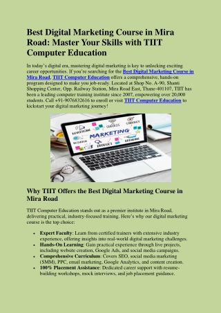 Best Digital Marketing Course in Mira Road
