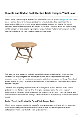 Durable and Stylish Teak Garden Table Designs You’ll Love