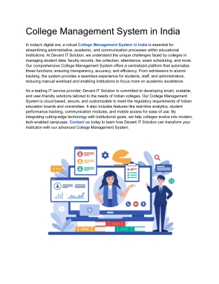 College Management System in India | Devant It Solutions