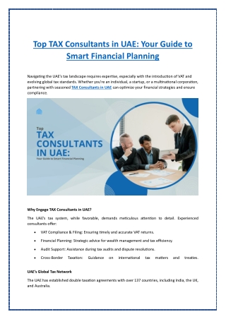Top TAX Consultants in UAE Your Guide to Smart Financial Planning