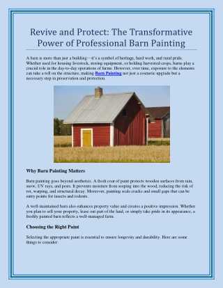 Revive and Protect The Transformative Power of Professional Barn Painting