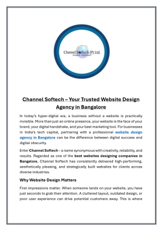 Channel Softech Your Trusted Website Design Agency in Bangalore