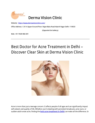 best acne treatment in Delhi