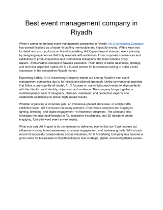 Best event management companies in Riyadh