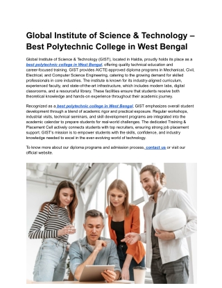 Global Institute of Science & Technology – Best Polytechnic College in West Bengal (2)