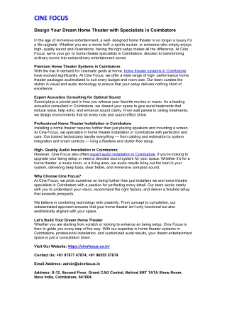 Design Your Dream Home Theater with Specialists in Coimbatore