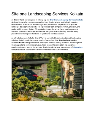 Site one Landscaping Services Kolkata