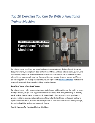 Top 10 Exercises You Can Do With a Functional Trainer Machine