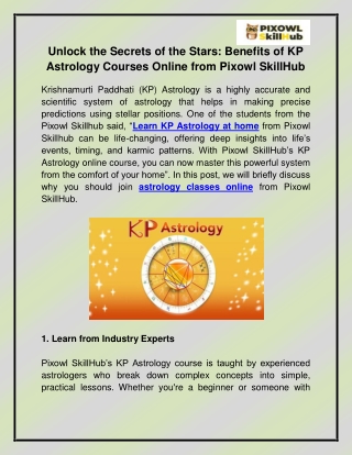 Learn KP Astrology at Home