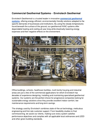 Commercial Geothermal Systems -  Envirotech Geothermal