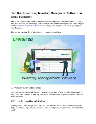 Top Benefits of Using Inventory Management Software for Small Businesses