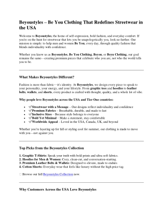 Beyoustyles – Be You Clothing for Men & Women  Shop Premium Streetwear USA