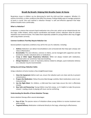 Breath By Breath Helping Kids Breathe Easier At Home