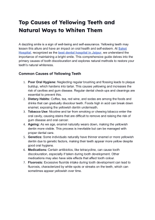 Top Causes of Yellowing Teeth and Natural Ways to Whiten Them