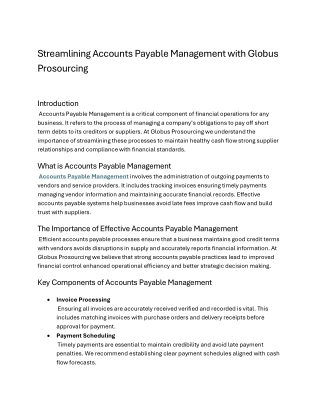 Streamlining Accounts Payable Management with Globus Prosourcing