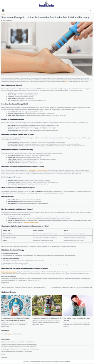 Shockwave Therapy in London An Innovative Solution for Pain Relief and Recovery - Republic Index