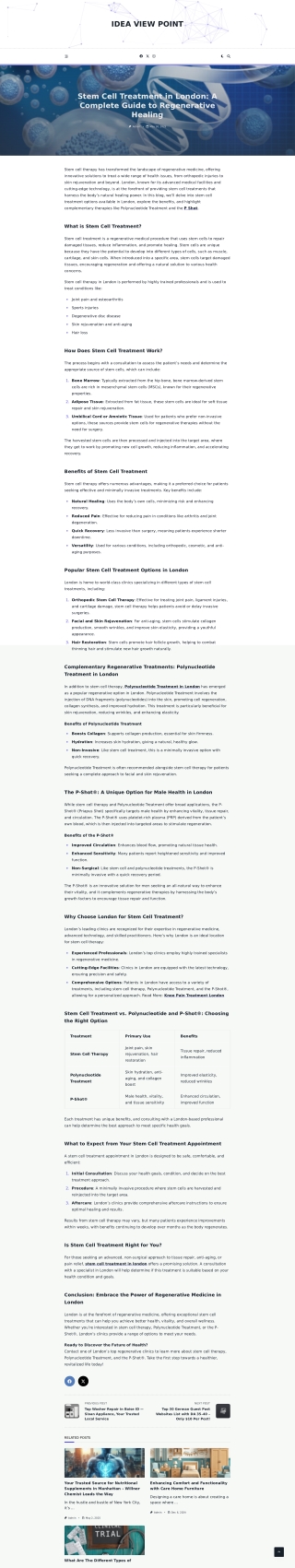 Stem Cell Treatment in London A Complete Guide to Regenerative Healing - Idea View Point
