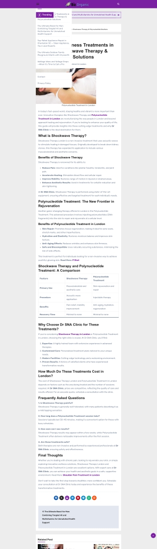 Advanced Wellness Treatments in London Shockwave Therapy & Polynucleotide Solutions - Biz Organic