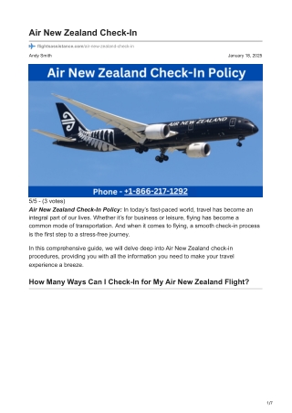 Air New Zealand Check-In Options-Online, Mobile & More