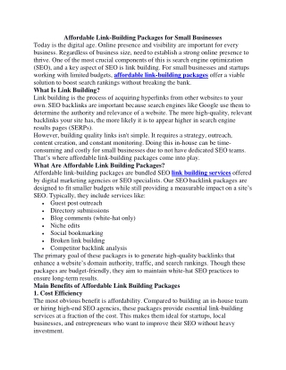 Affordable Link Building Packages