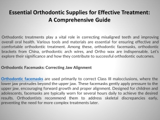 Essential Orthodontic Supplies China for Effective Treatment A Comprehensive Guide