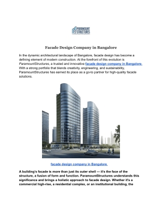 Facade Design Company in Bangalore