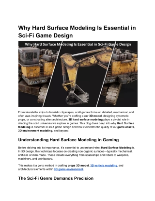 Why Hard Surface Modeling Is Essential in Sci-Fi Game Design