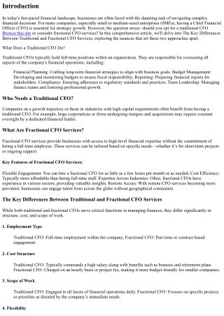 The Key Differences Between Traditional and Fractional CFO Services