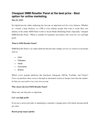 Cheapest SMM Reseller Panel at the best price - Best option for online marketing