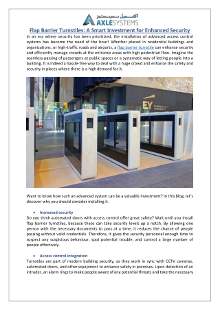 Enhance Access Control with Flap Barrier Turnstiles  Axle Systems