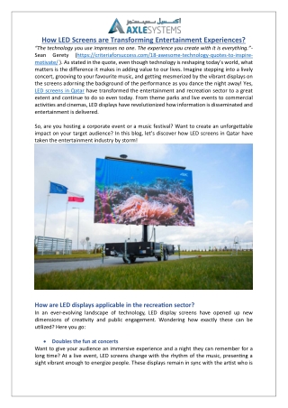 How LED Screens in Qatar Elevate Events & Experiences  Axle Systems