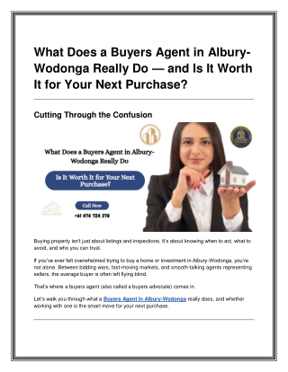 What Does a Buyers Agent in Albury-Wodonga Really Do — and Is It Worth It for Your Next Purchase_
