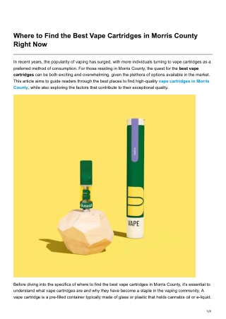 Where to Find the Best Vape Cartridges in Morris County Right Now