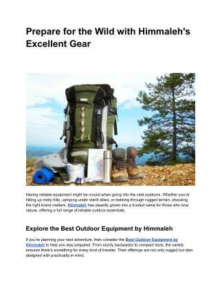 Tough Gear for Tough Outdoor Days