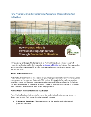 How Prakruti Mitra is Revolutionizing Agriculture Through Protected Cultivation