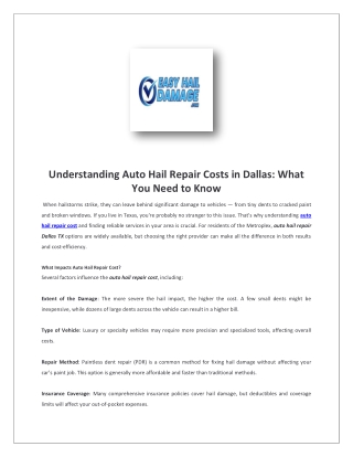 Plano auto hail repair