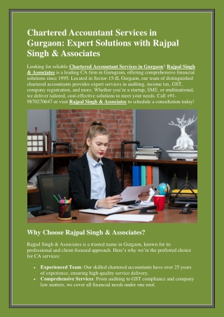Chartered Accountant Services in Gurgaon