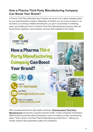 How a Pharma Third Party Manufacturing Company Can Boost Your Brand?