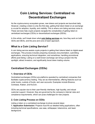 Coin Listing Services_ Centralized vs Decentralized Exchanges