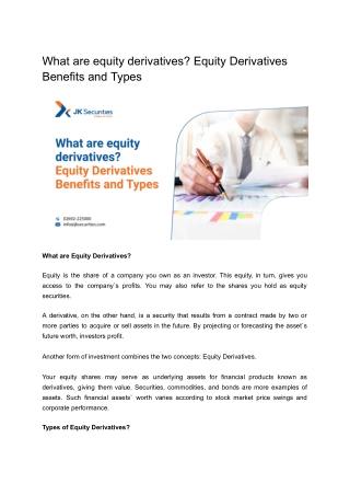 What are equity derivatives_ Equity Derivatives Benefits and Types
