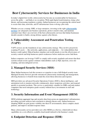 Best Cybersecurity Services for Businesses in India