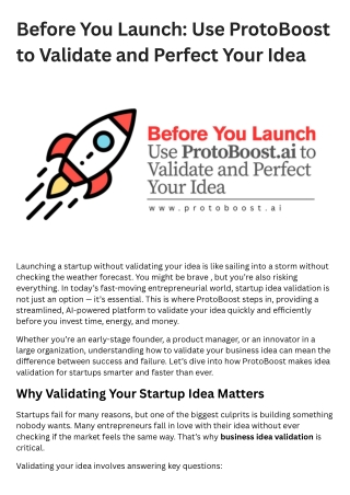 Before You Launch: Use ProtoBoost to Validate and Perfect Your Idea