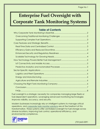 Enterprise Fuel Oversight with Corporate Tank Monitor Systems